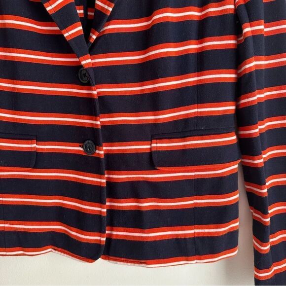 J Crew Factory Navy and Orange Striped 100% Cotton Two Button Blazer Size S - Picture 5 of 5